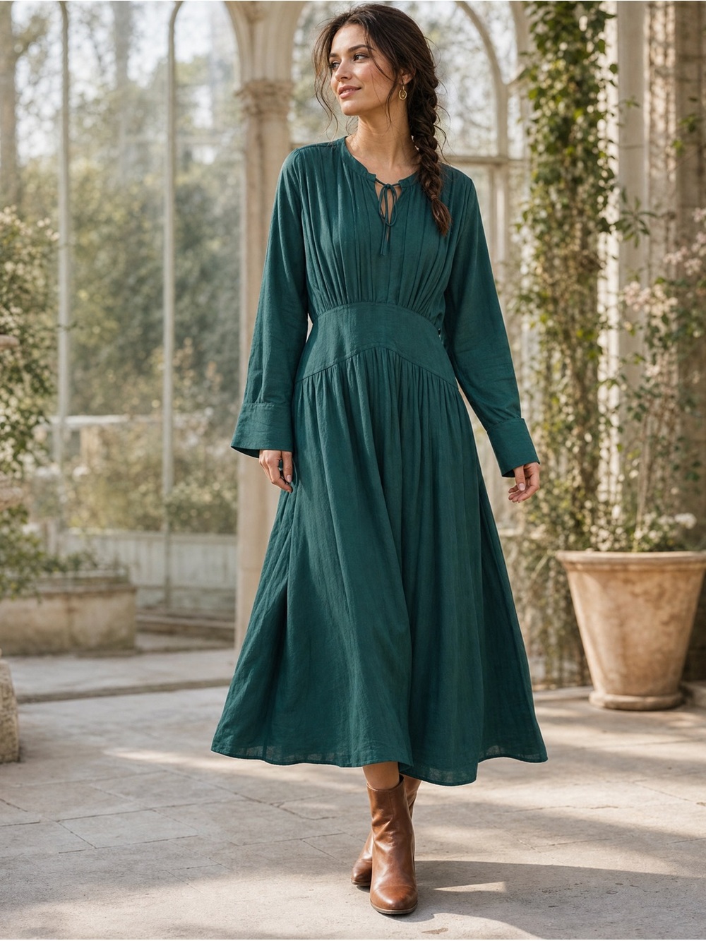 TREASURE & BOND Women’s Size Small Heirloom Green Long Sleeve Midi Dress NWOT